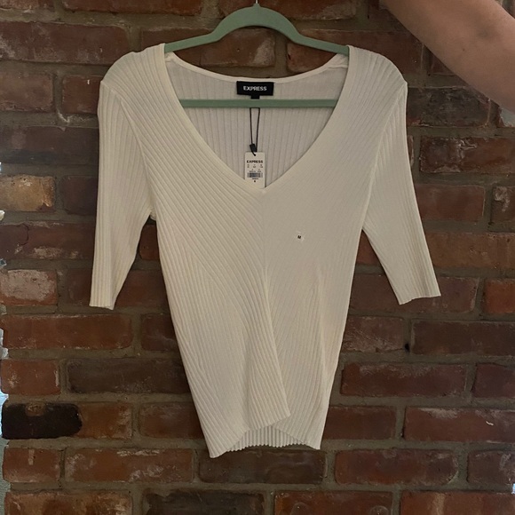 Express Sweaters - white v neck
